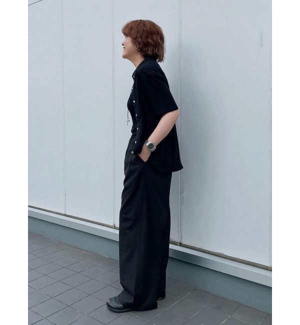 Ungrid「リネン混ハーフスリーブポロカーデ」|カーディガン|