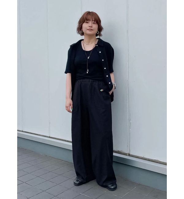 Ungrid「リネン混ハーフスリーブポロカーデ」|カーディガン|