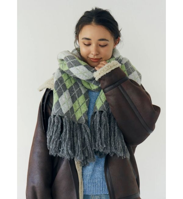 Ungrid「アーガイルニットマフラー」|マフラー|