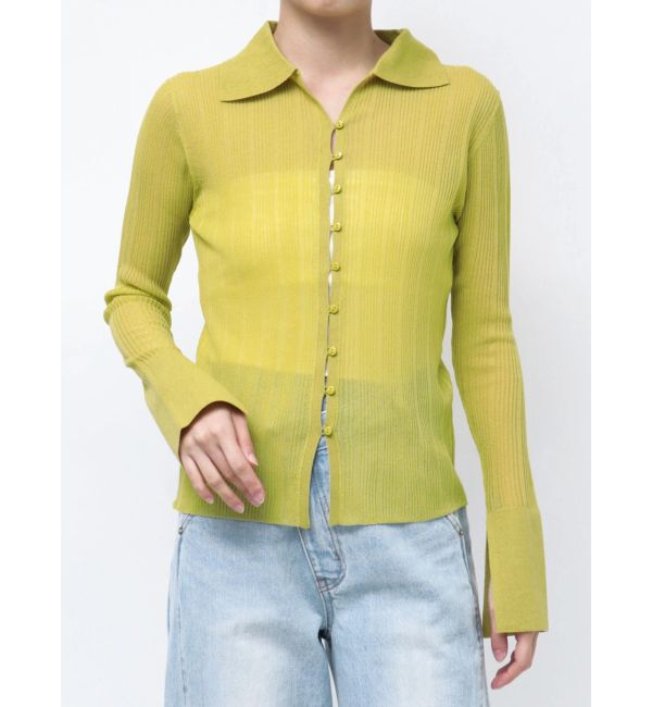 LAGUNAMOON「シャツカラーシアーニットプルオーバー」|ニット・セーター|