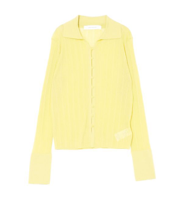 LAGUNAMOON「シャツカラーシアーニットプルオーバー」|ニット・セーター|グリーン