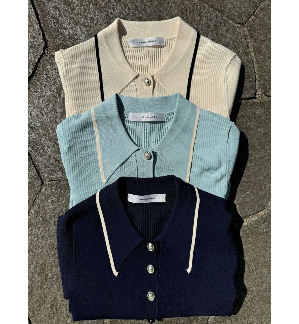LAGUNAMOON「カラーネックラインニットプルオーバー」|ニット・セーター|