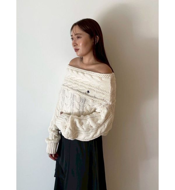 LAGUNAMOON「【POLO BCSコラボ】ケーブルオフショルニットプルオーバー」|ニット・セーター|