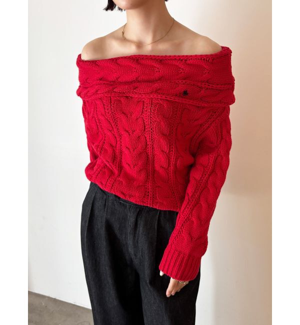 LAGUNAMOON「【POLO BCSコラボ】ケーブルオフショルニットプルオーバー」|ニット・セーター|