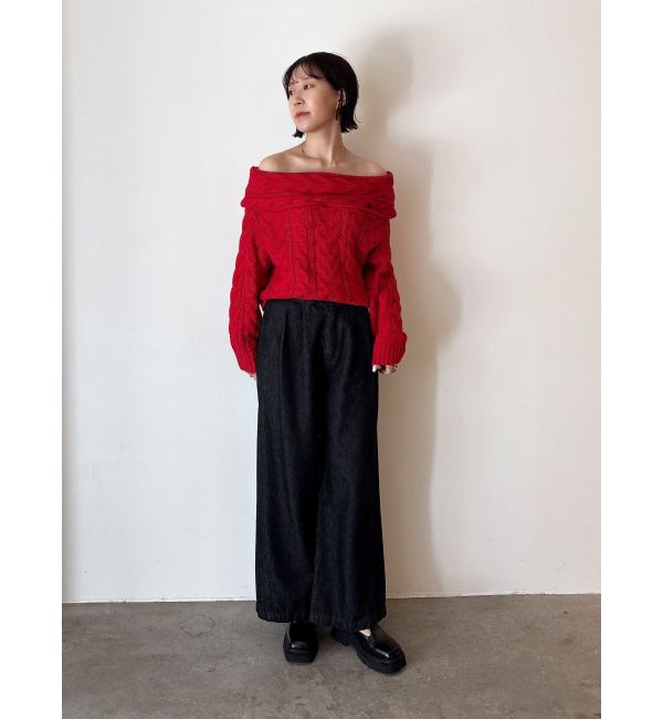 LAGUNAMOON「【POLO BCSコラボ】ケーブルオフショルニットプルオーバー」|ニット・セーター|