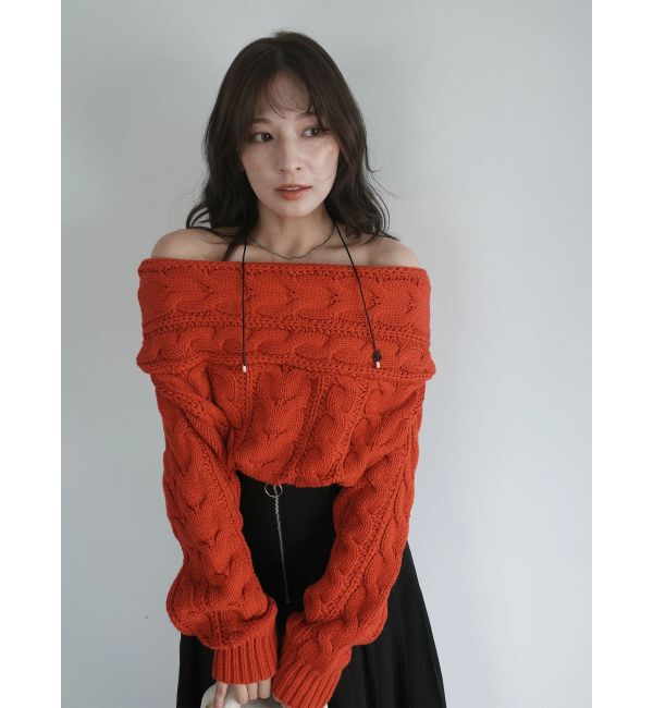 LAGUNAMOON「【POLO BCSコラボ】ケーブルオフショルニットプルオーバー」|ニット・セーター|