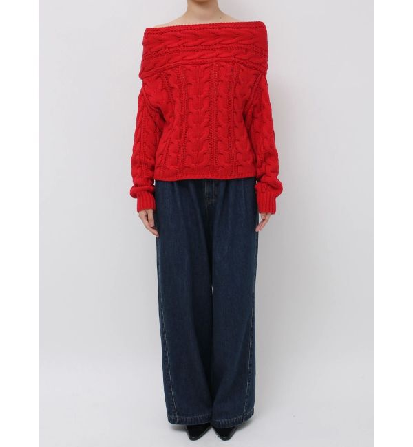 LAGUNAMOON「【POLO BCSコラボ】ケーブルオフショルニットプルオーバー」|ニット・セーター|