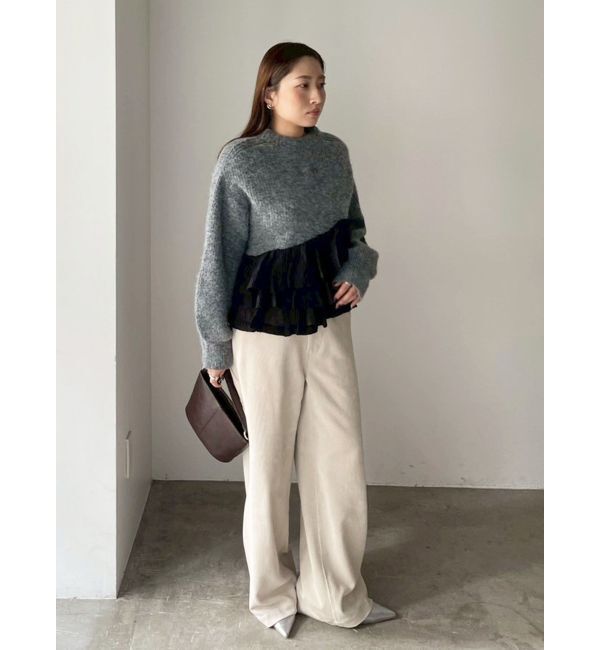 LAGUNAMOON「フリルドッキングペプラムニットプルオーバー」|ニット・セーター|