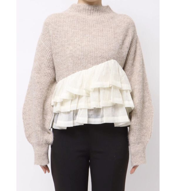 LAGUNAMOON「フリルドッキングペプラムニットプルオーバー」|ニット・セーター|