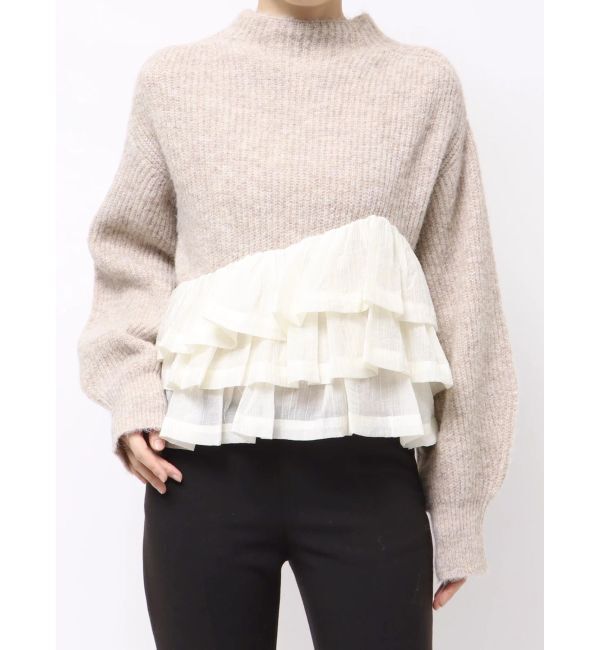 LAGUNAMOON「フリルドッキングペプラムニットプルオーバー」|ニット・セーター|