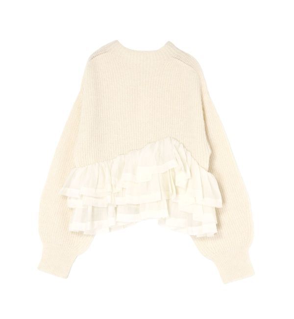 LAGUNAMOON「フリルドッキングペプラムニットプルオーバー」|ニット・セーター|
