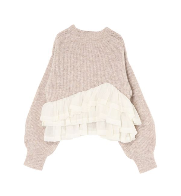 LAGUNAMOON「フリルドッキングペプラムニットプルオーバー」|ニット・セーター|