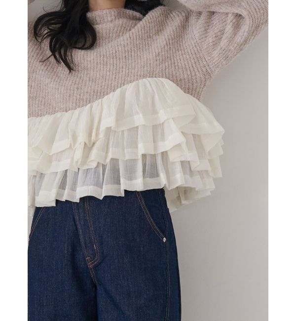 LAGUNAMOON「フリルドッキングペプラムニットプルオーバー」|ニット・セーター|