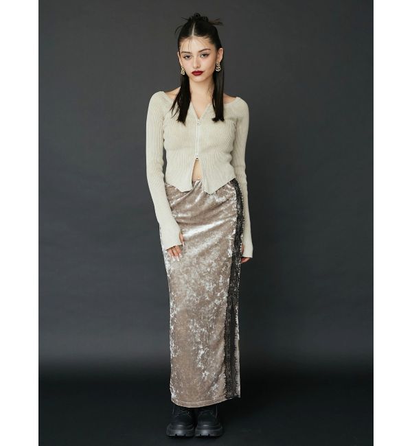 EVRIS「クラッシュベロアレーススカート」|スカート|