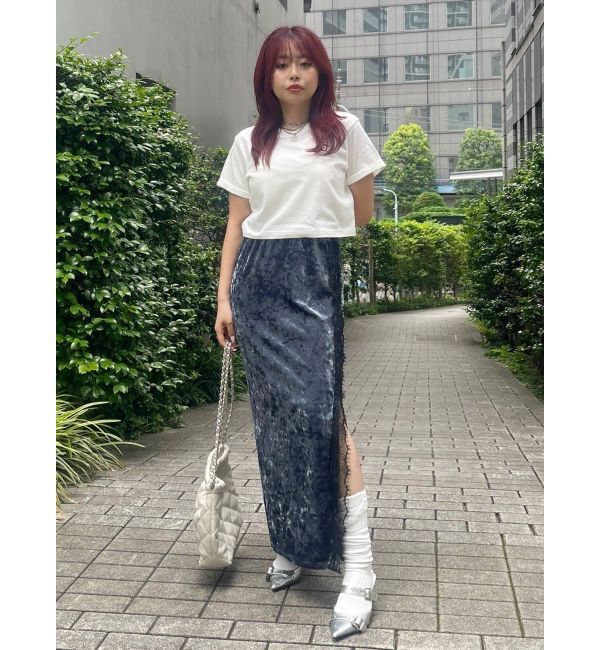 EVRIS「クラッシュベロアレーススカート」|スカート|