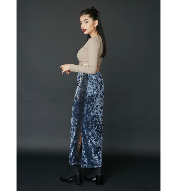 EVRIS「クラッシュベロアレーススカート」|スカート|