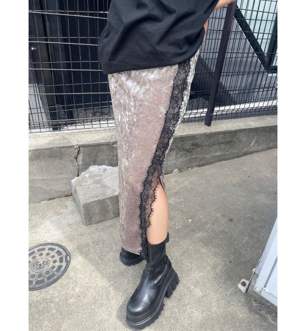 EVRIS「クラッシュベロアレーススカート」|スカート|