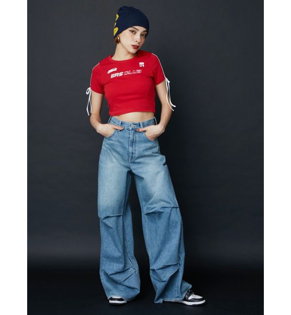 EVRIS「ニータックワイドデニムパンツ」|デニム|