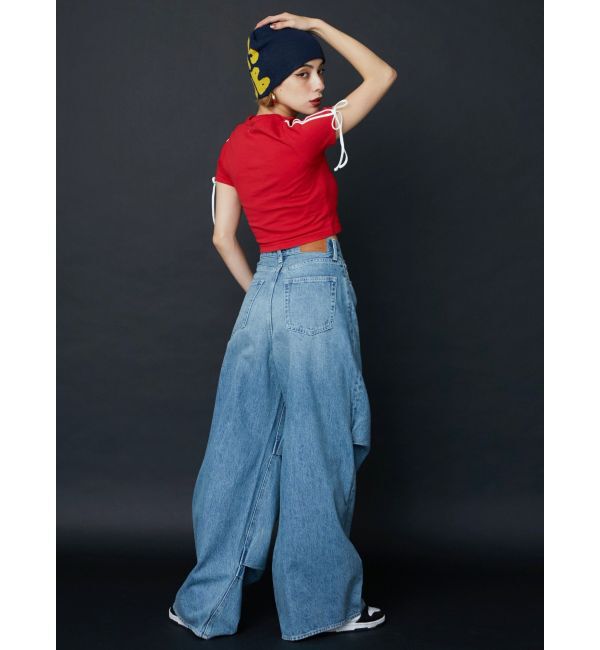 EVRIS「ニータックワイドデニムパンツ」|デニム|