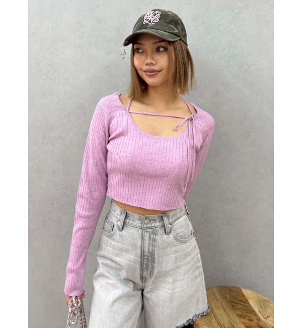 EVRIS「ストラップデザインリブニットトップス」|ニット・セーター|