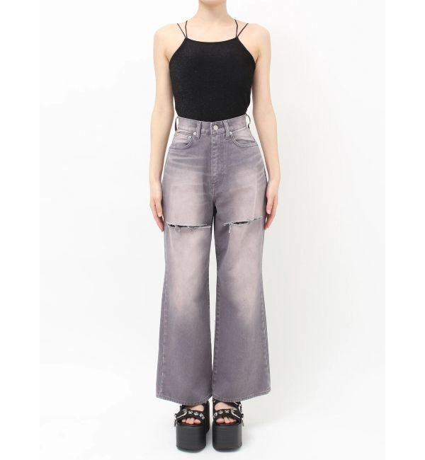 EVRIS「ヴィンテージライクフロントスラッシュワイドパンツ」|デニム|