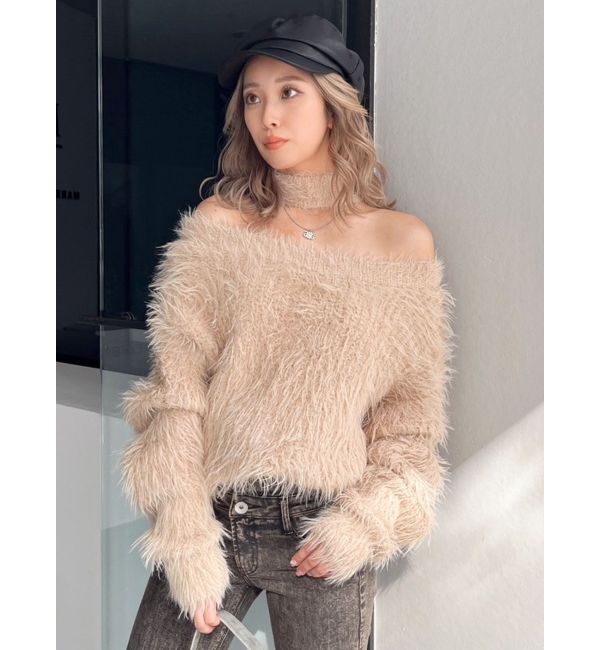 GYDA「2WAYシャギーチョーカーニットトップス」|ニット・セーター|