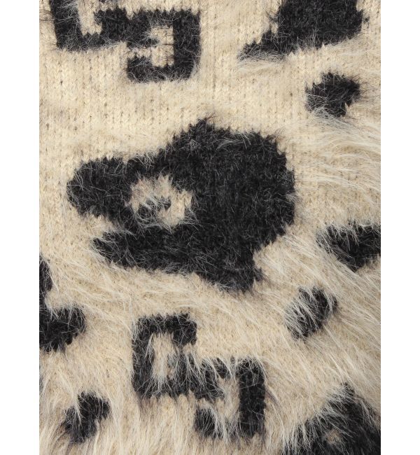 GYDA「GG Leopardシャギーショートニットトップス」|ニット・セーター|