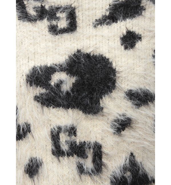 GYDA「GG Leopardシャギーショートニットトップス」|ニット・セーター|