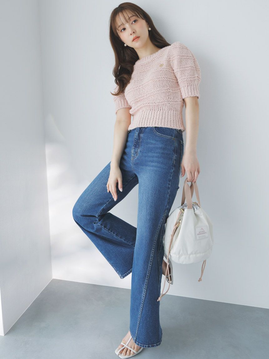 SNIDEL「【00サイズあり】Sustainableストレッチフレアデニムパンツ」|デニム|BLU