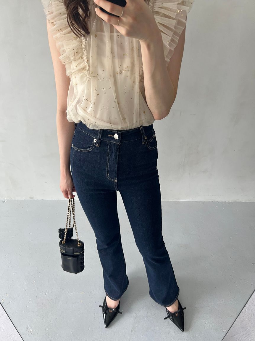 SNIDEL「【STYLEUPPANTS】ハイウエストフレア」|チノ|