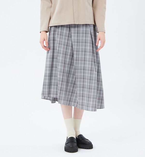 MACKINTOSH PHILOSOPHY「ランダムタックフレアチェックスカート」|スカート|チャコールグレー