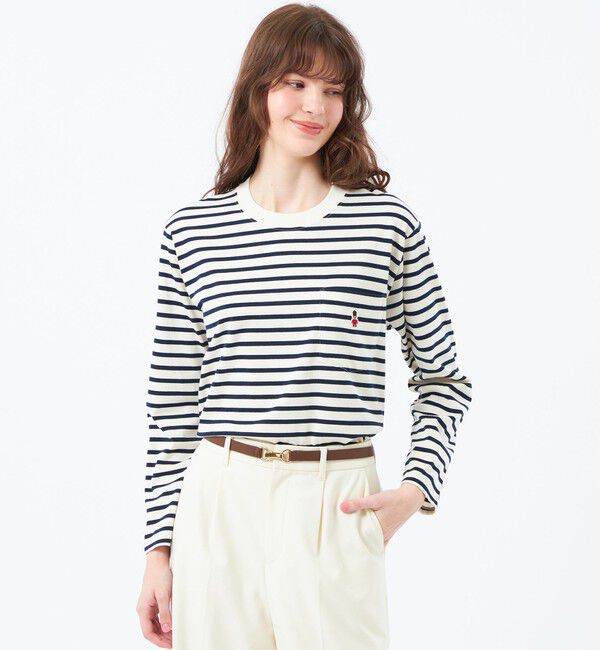 MACKINTOSH PHILOSOPHY「バッキンガムベア ボーダーポケットロンT」|Tシャツ・カットソー|オフホワイト