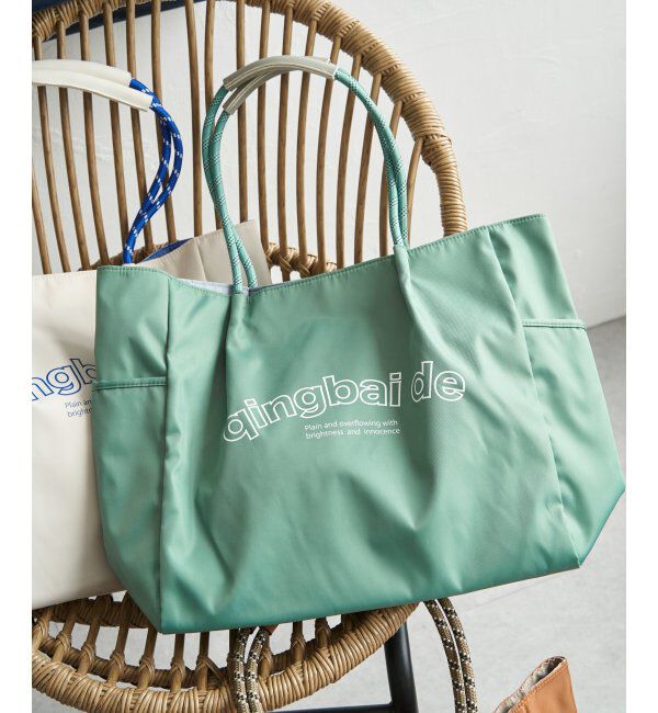 ikka「撥水ロゴ入りビッグトートバッグ」|その他|ミントグリーン