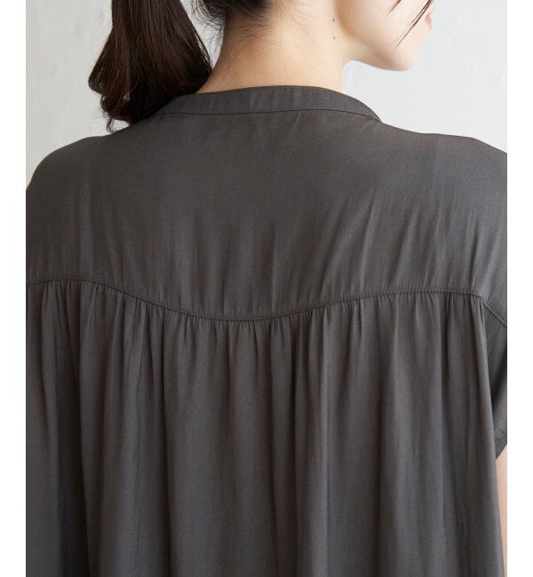 ikka「【セットアップ対応】カッセンギャザーフレンチ袖シャツ」|シャツ・ブラウス|