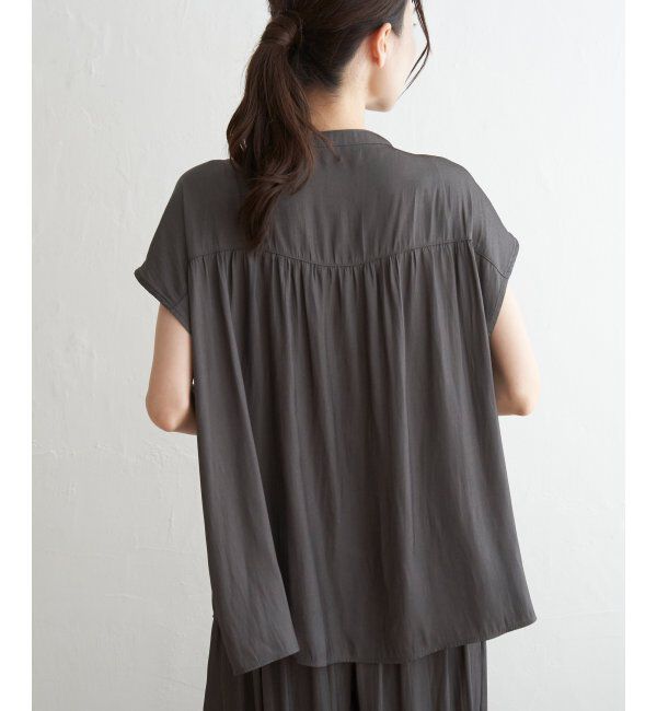 ikka「【セットアップ対応】カッセンギャザーフレンチ袖シャツ」|シャツ・ブラウス|
