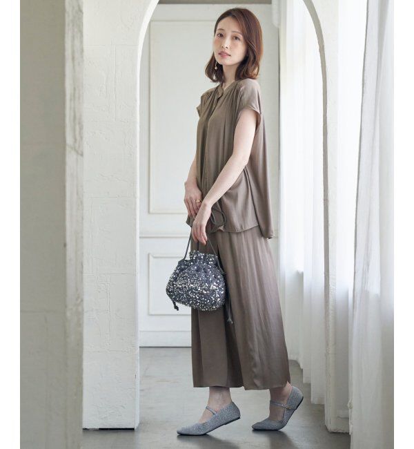 ikka「【セットアップ対応】カッセンギャザーフレンチ袖シャツ」|シャツ・ブラウス|