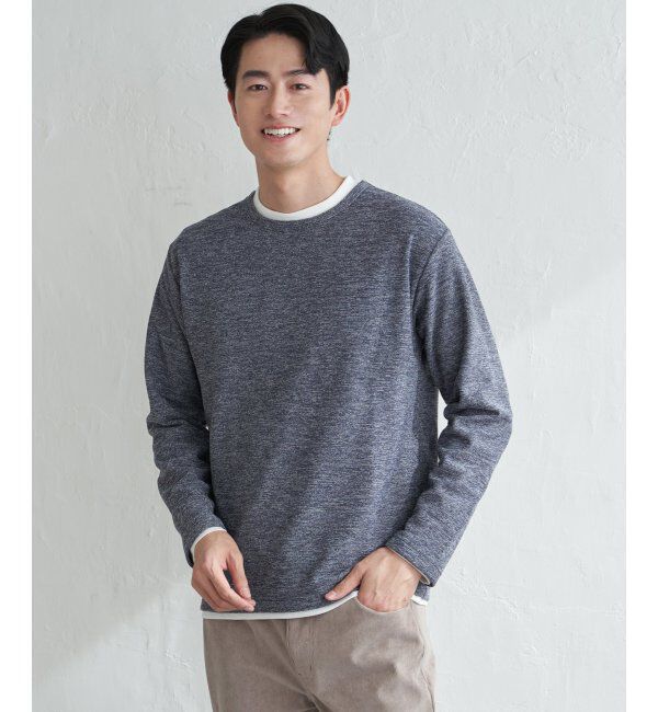 ikka「メランジ裏起毛インナーセット」|パーカー|ネイビーブルー