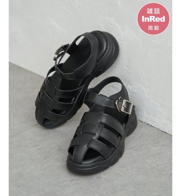 ikka「【雑誌InRed5月号掲載】グルカ厚底サンダル」|その他|ブラック