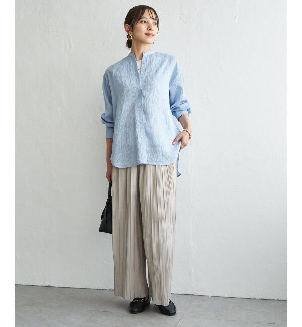 ikka「【雑誌InRed5月号掲載】冷感リネンバンドカラーシャツ」|シャツ・ブラウス|