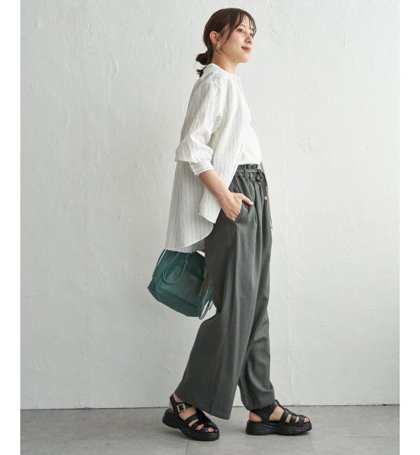 ikka「【雑誌InRed5月号掲載】冷感リネンバンドカラーシャツ」|シャツ・ブラウス|