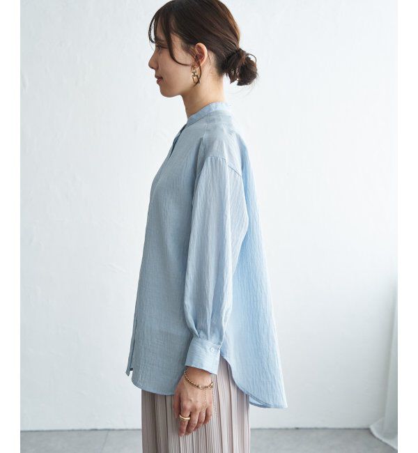 ikka「【雑誌InRed5月号掲載】冷感リネンバンドカラーシャツ」|シャツ・ブラウス|