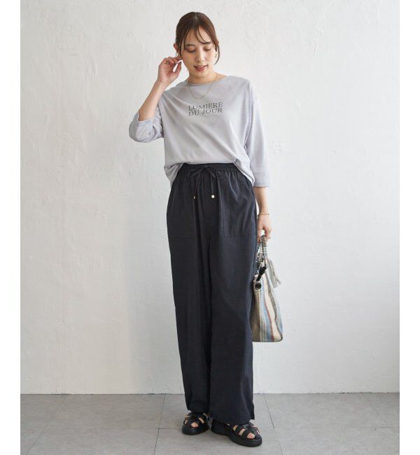 ikka「【雑誌InRed5月号掲載】シア－ロゴプリント 7分袖プルオーバーセット【2点セット】」|Tシャツ・カットソー|