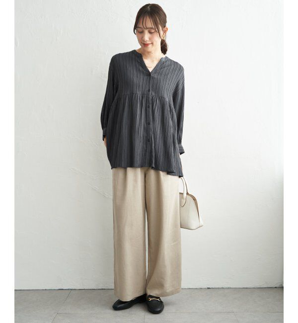 ikka「麻混ベルト付きイージーパンツ」|その他|