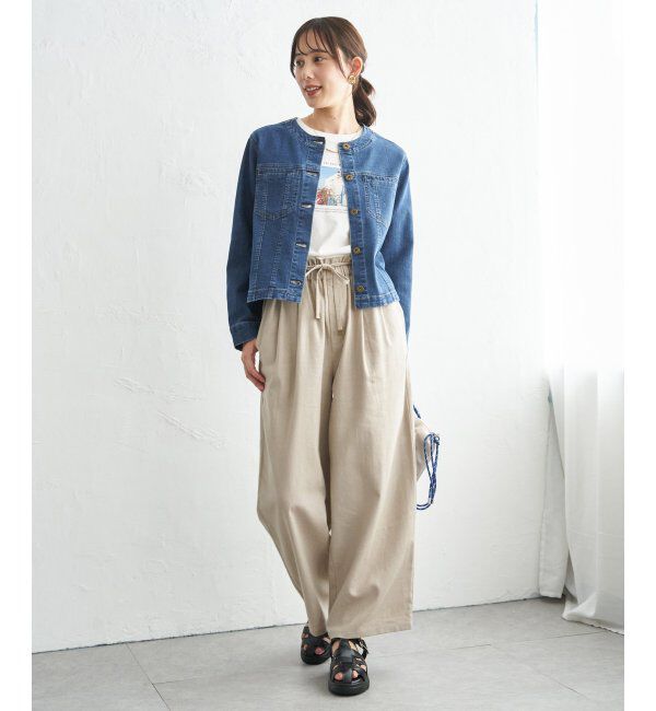 ikka「麻混ベルト付きイージーパンツ」|その他|