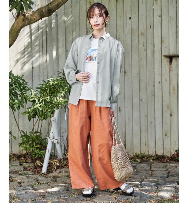 ikka「麻混ベルト付きイージーパンツ」|その他|