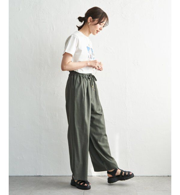ikka「麻混ベルト付きイージーパンツ」|その他|