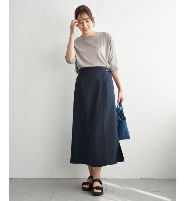 IKKA LOUNGE「バックル付きラップ風スカート」|スカート|