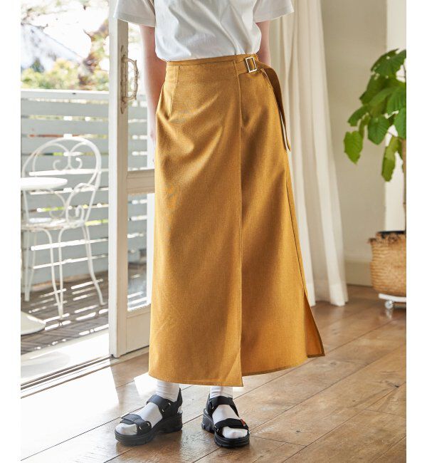 IKKA LOUNGE「バックル付きラップ風スカート」|スカート|