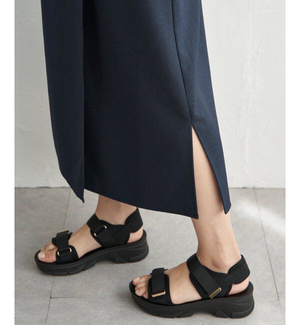 IKKA LOUNGE「バックル付きラップ風スカート」|スカート|