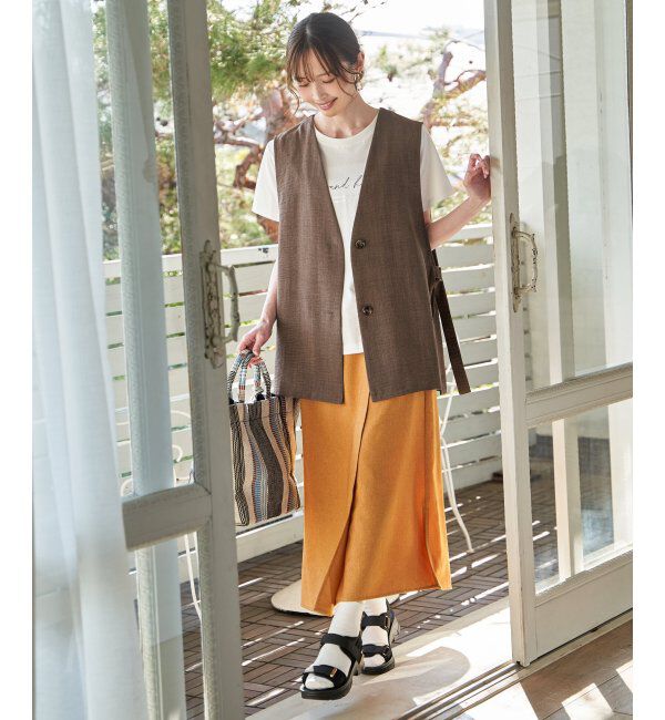 IKKA LOUNGE「バックル付きラップ風スカート」|スカート|